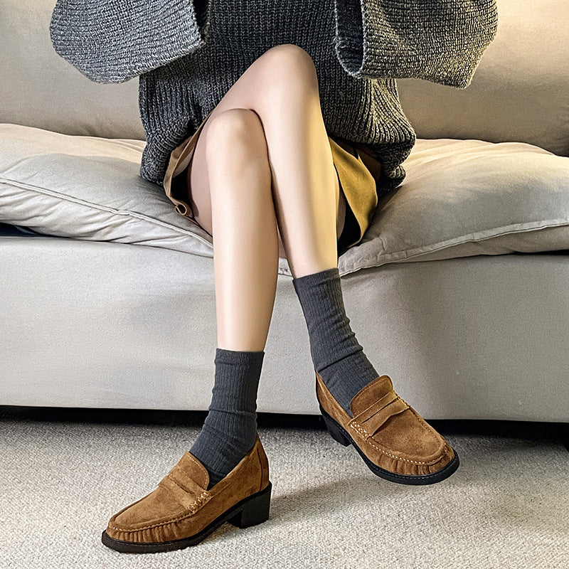 Vintage Crumpled Le Brown British Style Small Man Shoes With Hidden Heels