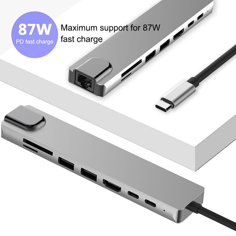8-in-1Type-C to HDMI network card HD multi-function hub