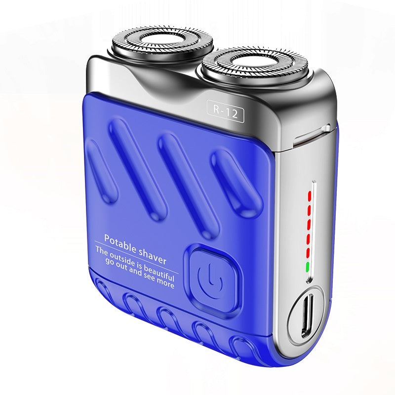 Portable Rotary Dual Ring Electric Shaver Men Travel Mini Shaver Double Floating Magnetic Blade Head Rechargeable Pocket Razors