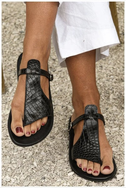Women's Buckle Large Size Flat Bottom Sandals