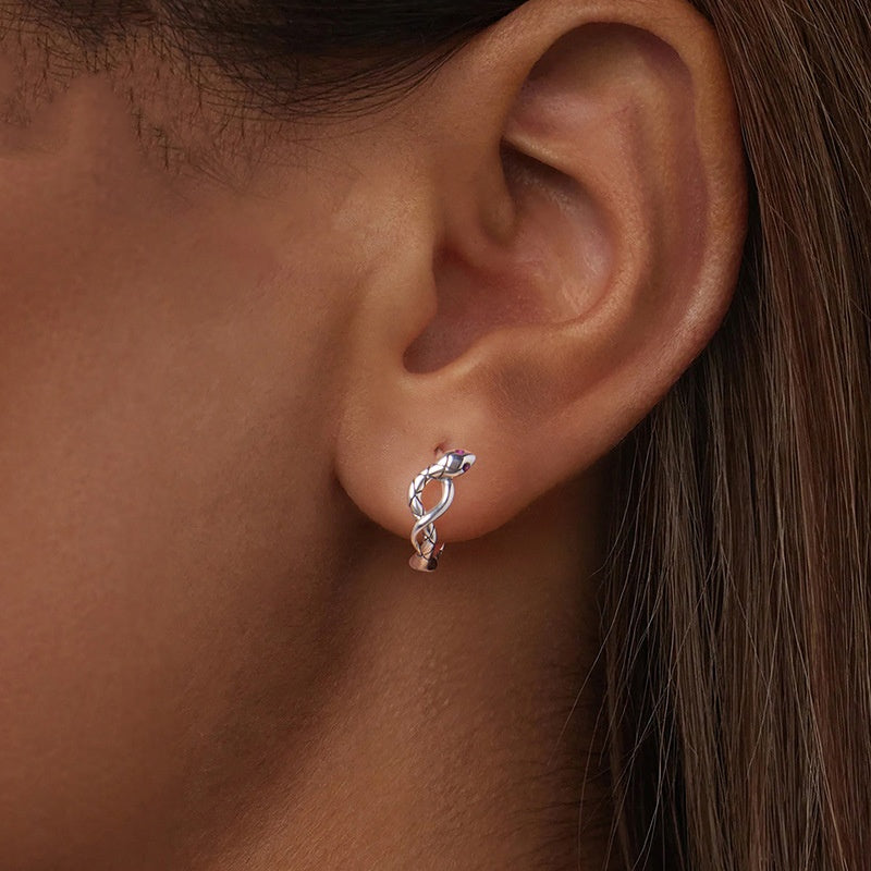 S925 Sterling Silver Snake Ear Clip Earrings Elegant Retro Animal