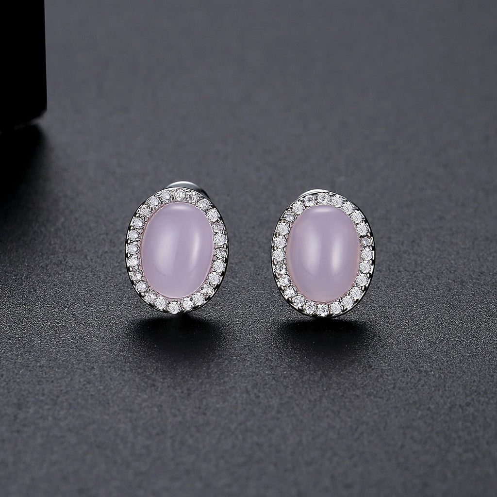 Jewelry Gift Gemstone Stud Earrings Brass Zircon