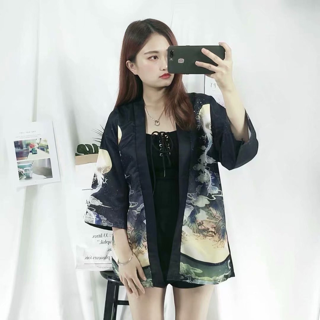 Women's Korean-style Chinese-style Tang Suit Trendy Three-quarter-length Robe