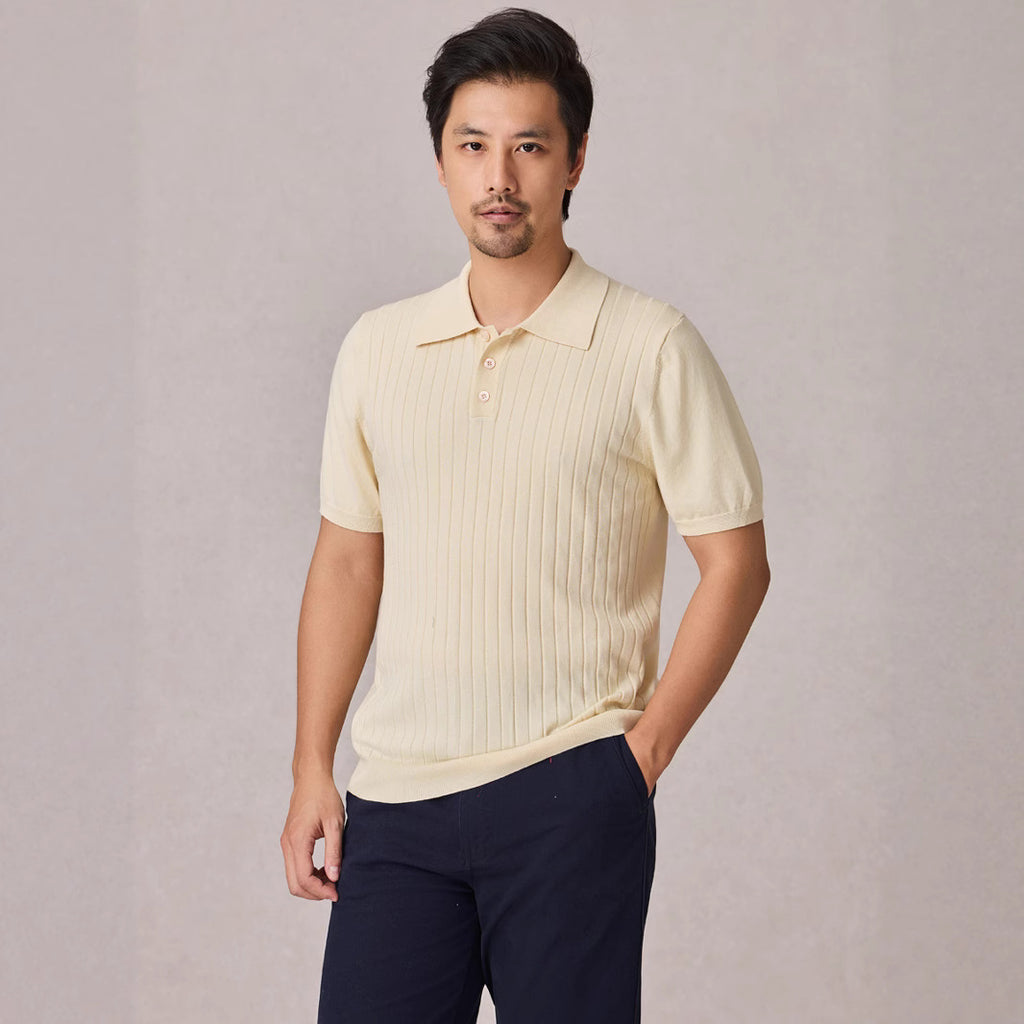 Knitted Polo Shirt Men's Stretch Short Sleeve Lapel Knitwear