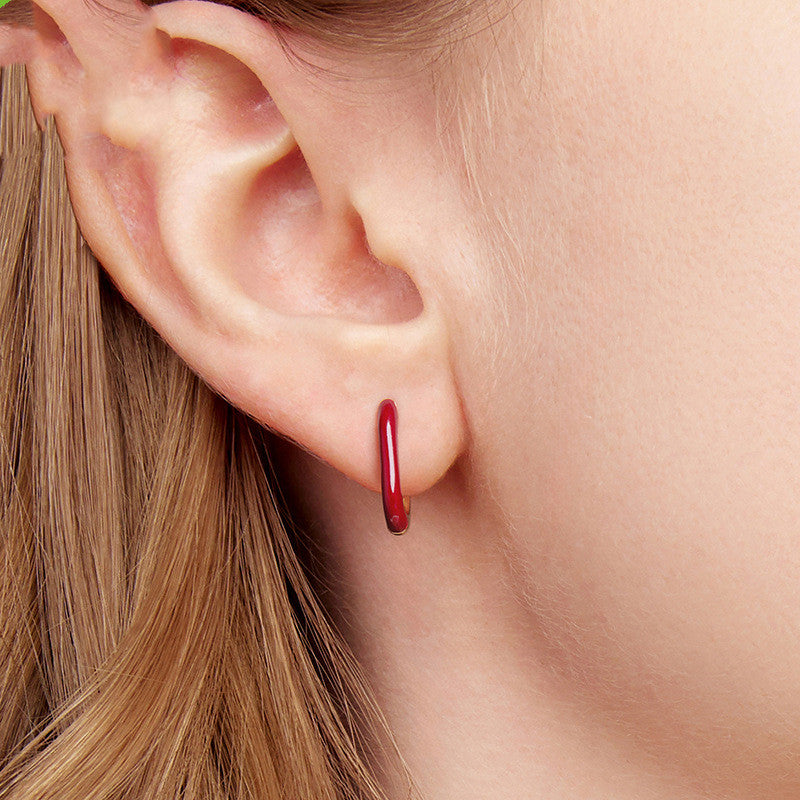 Original Geometric Angela Red Ear Clip Romantic Elegant S925 Sterling Silver