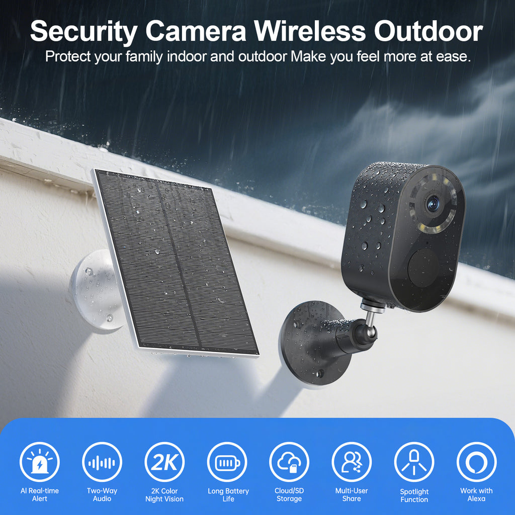 3MP Low Power Wireless Solar Panel IP Camera PIR WiFi Rechargeable Battery Security Outdoor Camera