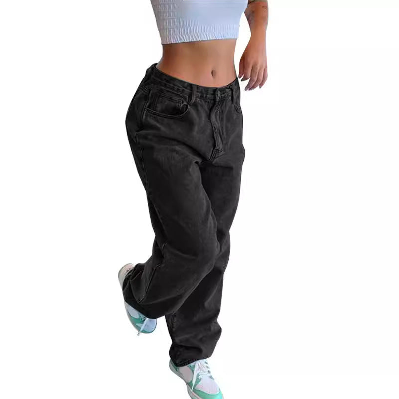Casual Retro Loose Denim Trousers Women