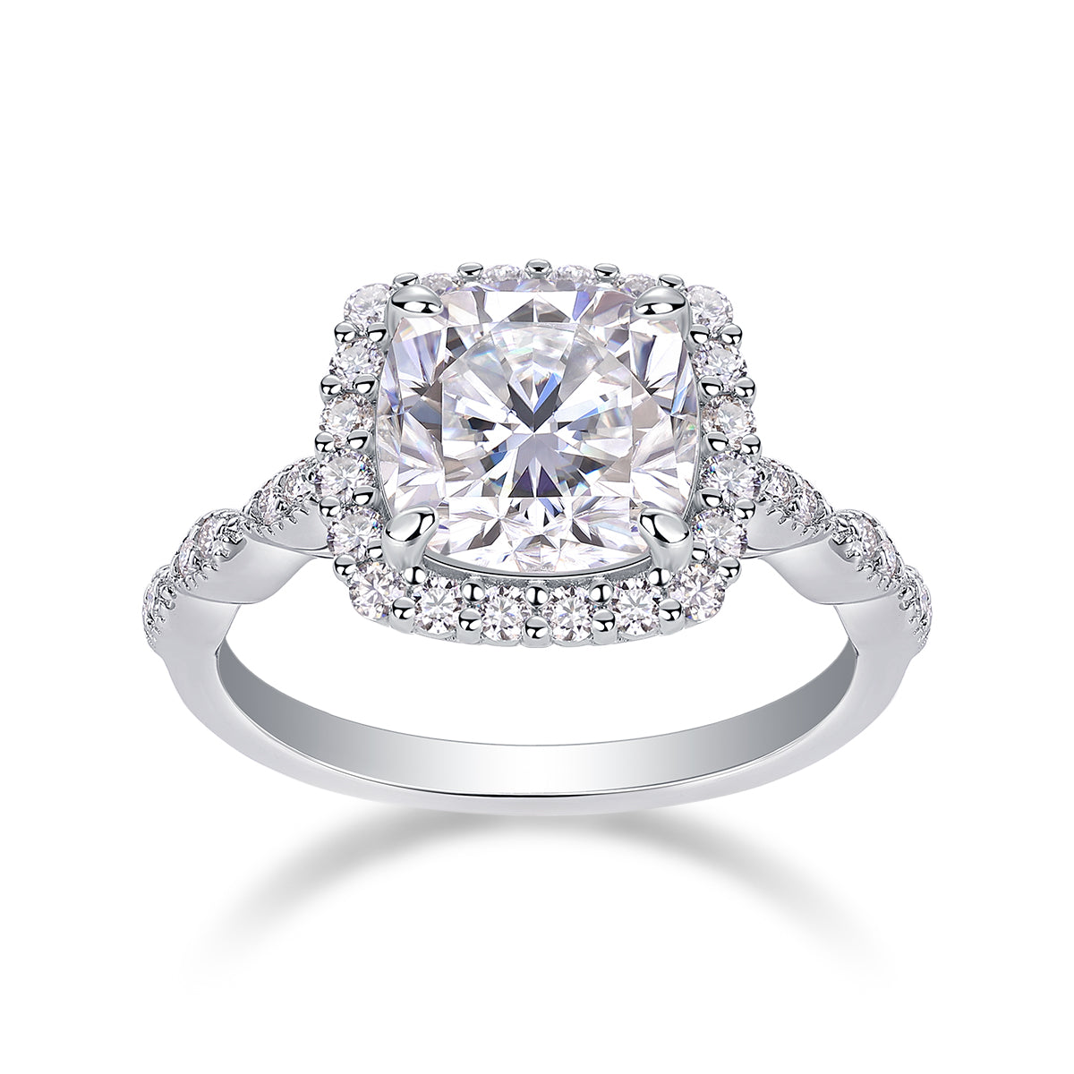 1Gorgeous Square Diamond - Set With Moissan S925 Sterling Silver And Platinum-plated Diamond Ring, Fashionable Diamond Jewelry Prohibit TikTok sales