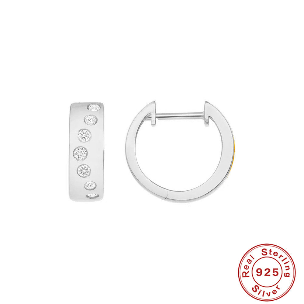 S925 Sterling Silver U-shaped Diamond Four-claw Earrings