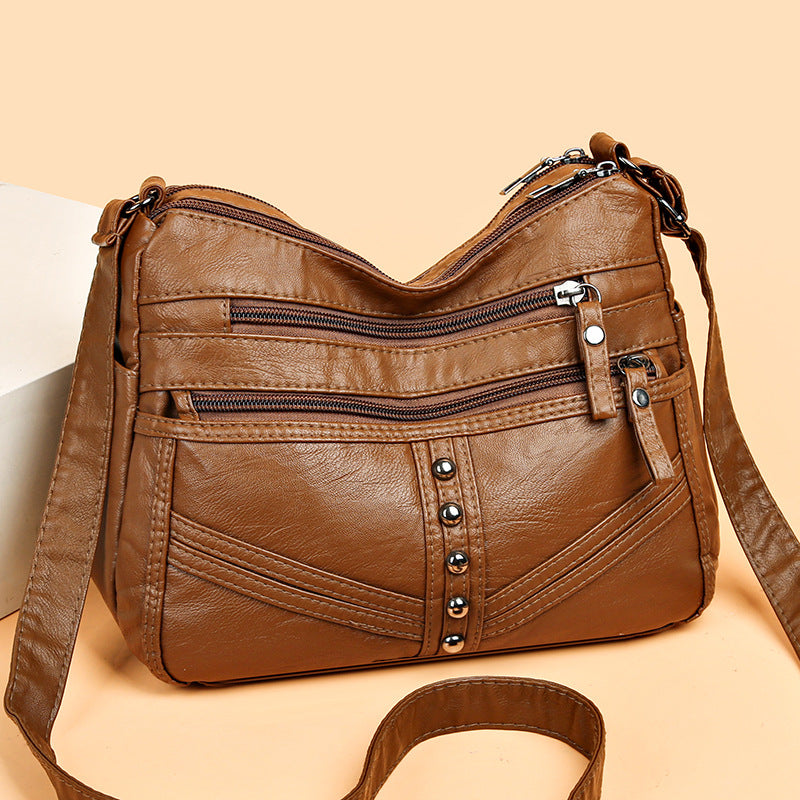 Ladies New High-grade Soft Leather Messenger Bag Vintage Leather