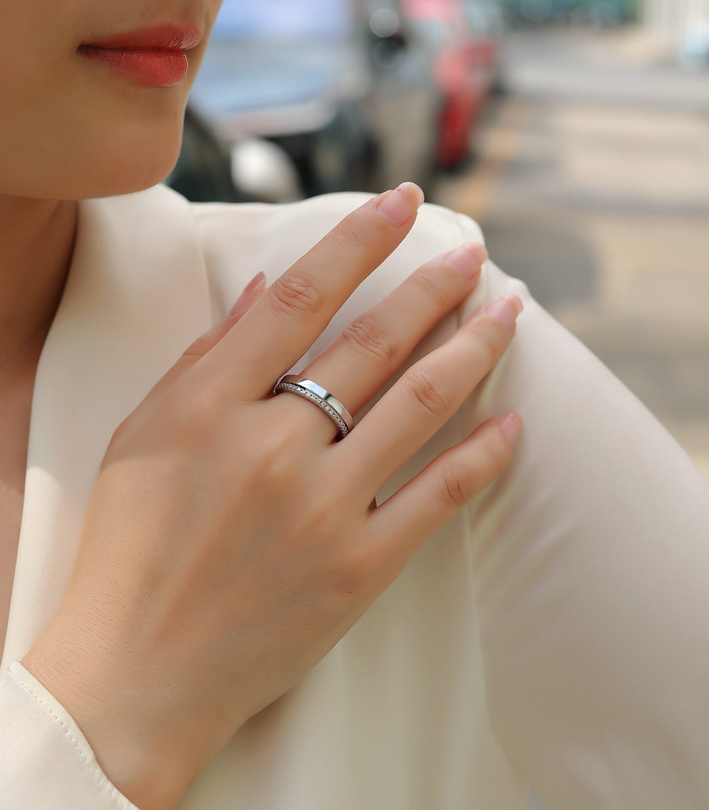 1Double Ring Shadow - A Fashionable And Luxurious Jewelry Piece Set With Moissanite S925 Sterling Silver And Platinum-plated Diamond Prohibit TikTok sales