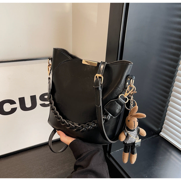 Women's Retro Messenger Bag Portable Bucket Bag