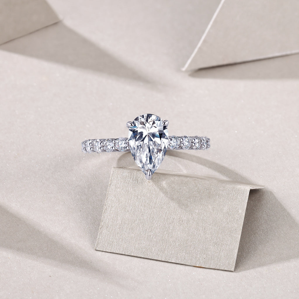 1Moonlight Water Drop - A Fashionable Diamond Jewelry Piece Set With Moissanite S925 Sterling Silver And Platinum Diamond Ring Prohibit TikTok sales