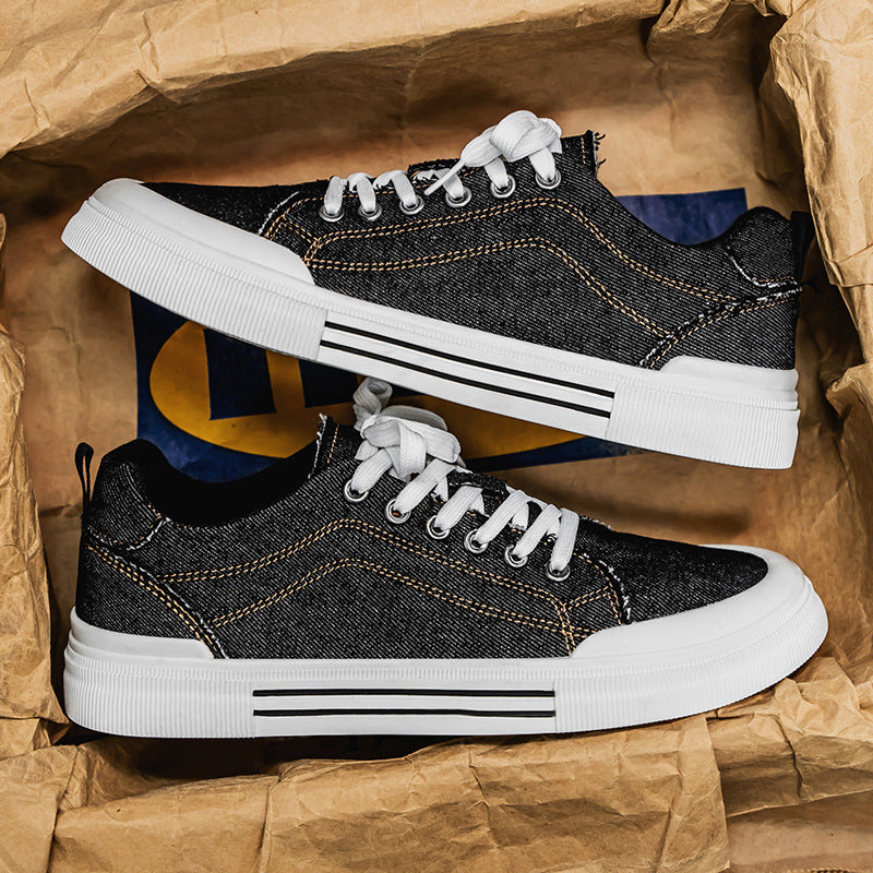 Men's Korean-style Fashion Plus Size Low-top Casual Denim All-matching Sneakers