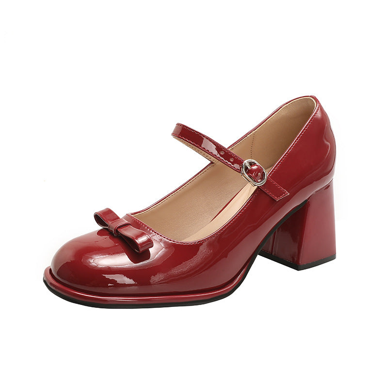 Chunky Heel Round Toe Large Size Wide Feet Mary Jane Shoes Women
