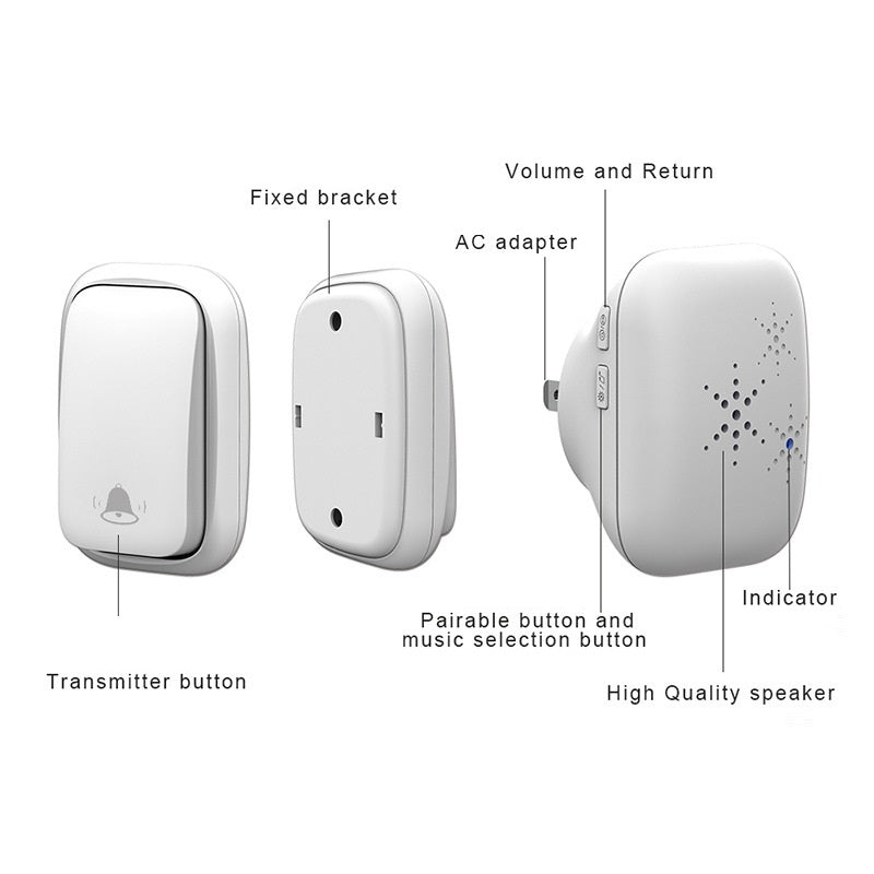 Self-generating Wireless Doorbell Waterproof And Battery-free Two-to-one Doorbell