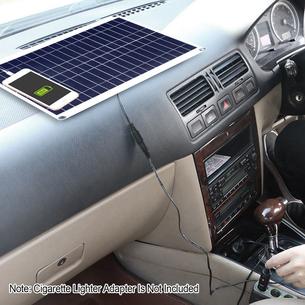 1Pc Outdoor Solar Panel 12V 25W Car Battery Charger IP68 Waterproof With 3.0A Dual USB Charging Clip Line For RV Car Boat