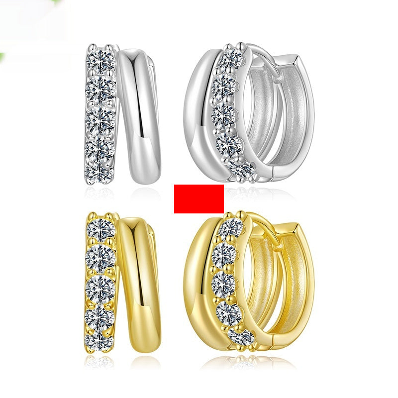 Silver Ziyun Original D Color Double Layer Moissanite Ear Clip