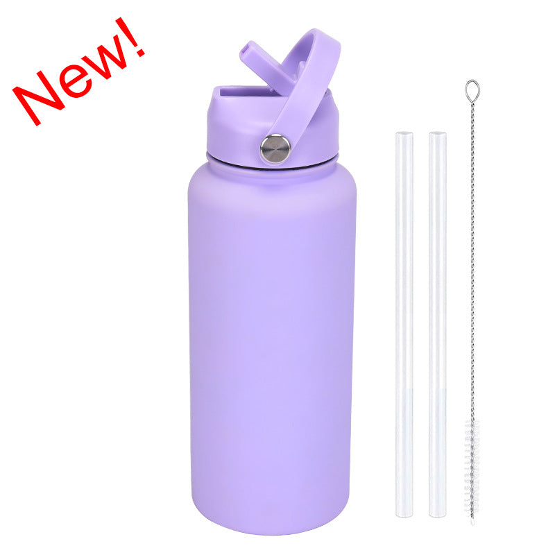 Sports Stainless Steel Large Capacity Straw Warm-keeping Water Cup
