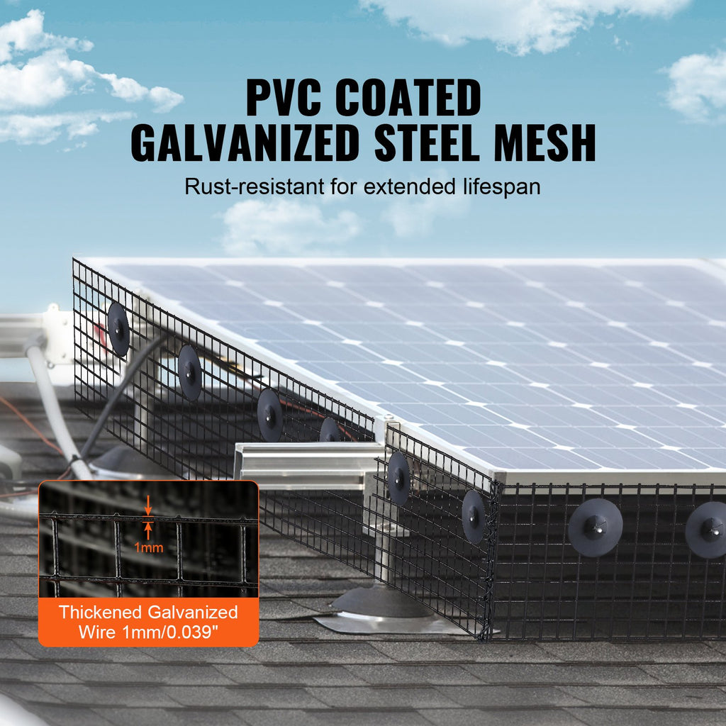 8 Inch X 100ft Solar Panel Bird Guard, Critter Guard Roll Kit With 70pcs Aluminum Alloy Fasteners, Solar Panel Guard With Rust-proof PVC Coating, 1/2 Inch Wire Roll Mesh