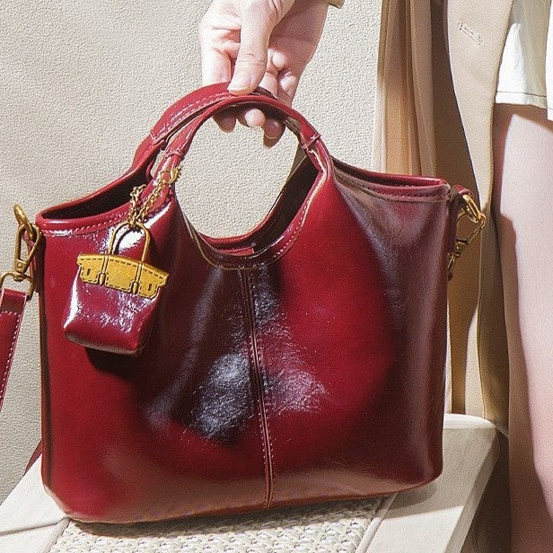Leather Women's Bright Leather Shoulder Underarm Bag