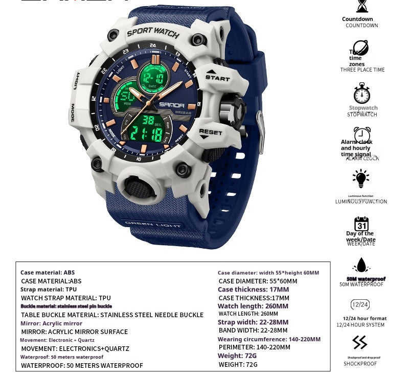 Dried Shrimp Cool Personality Student Fashion Sports Waterproof Electronic Watch