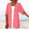 SpringSummer Casual Mid-Sleeve Solid-Color Thin Outerwear Coat