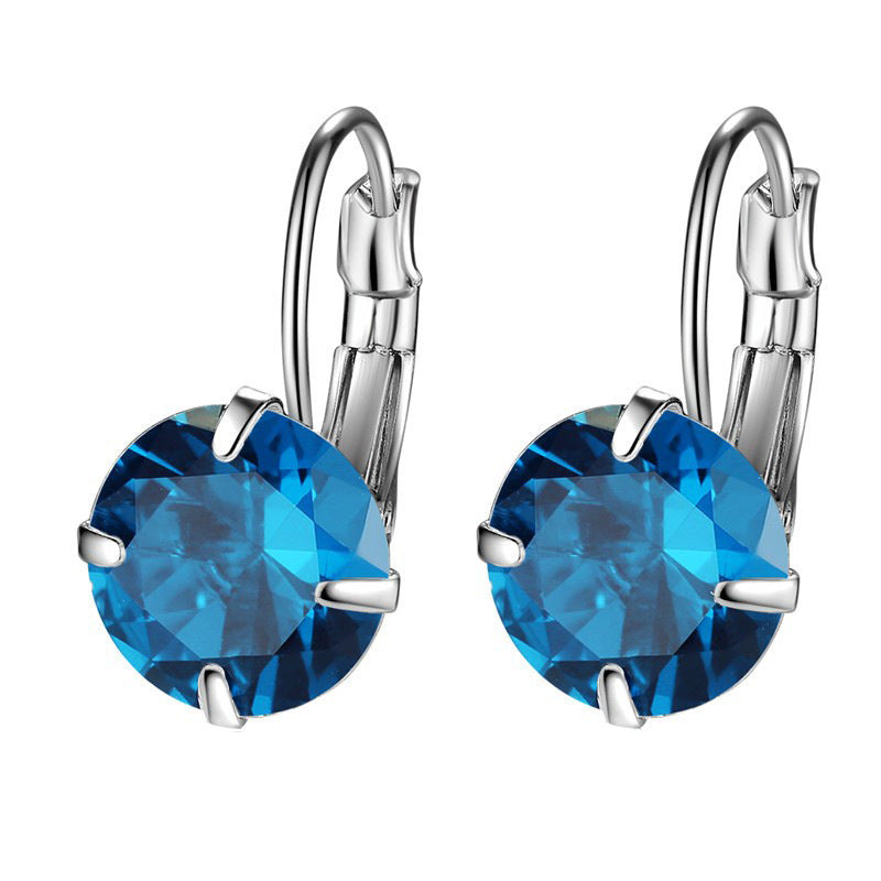 Single Zircon Colorful Ear Clip Simple Fashion Elegant European And American