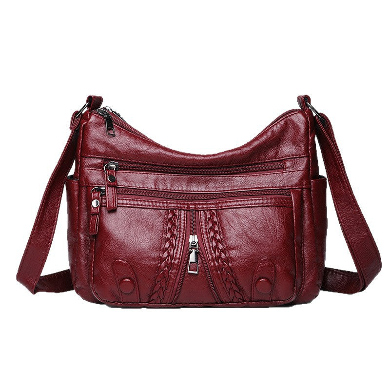 New Large Capacity Multi-compartment Washed Leather Bag