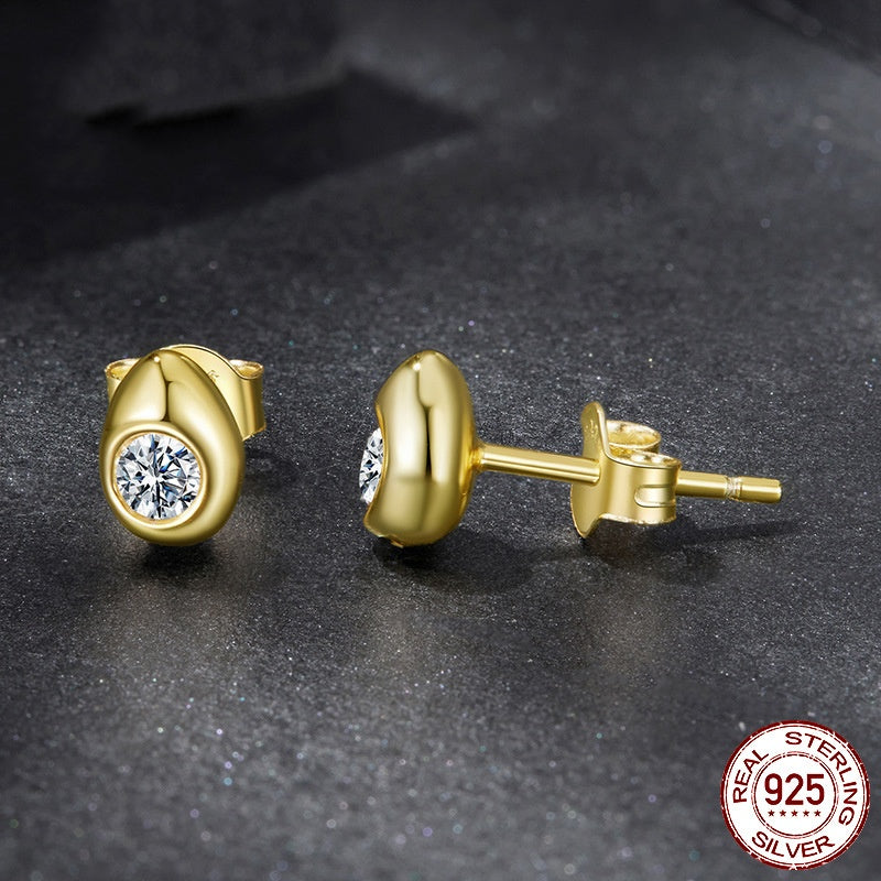 Water Drop Moissanite Stud Earrings Simple Advanced Texture S925 Sterling Silver