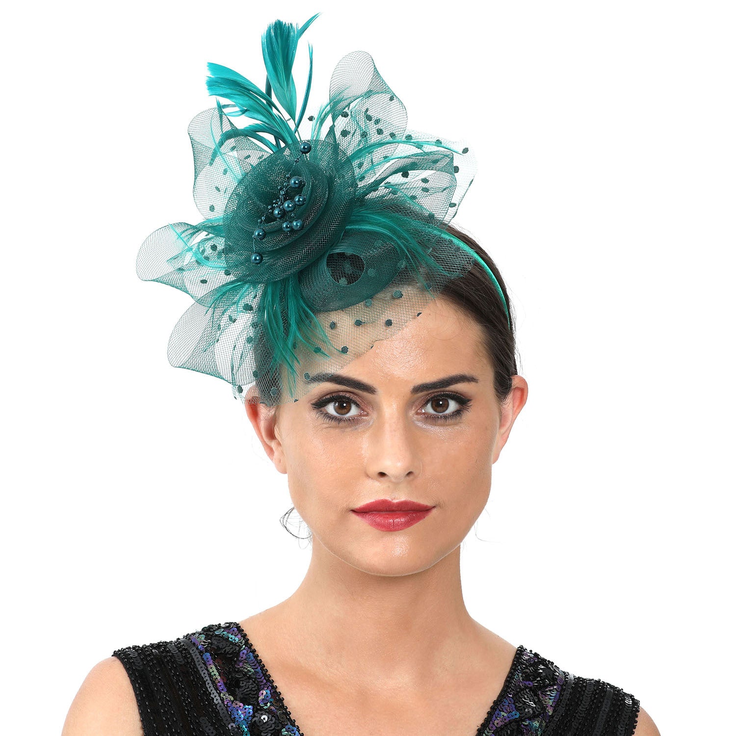 Headwear Bridal Hair Accessories Mesh Billycock Headband
