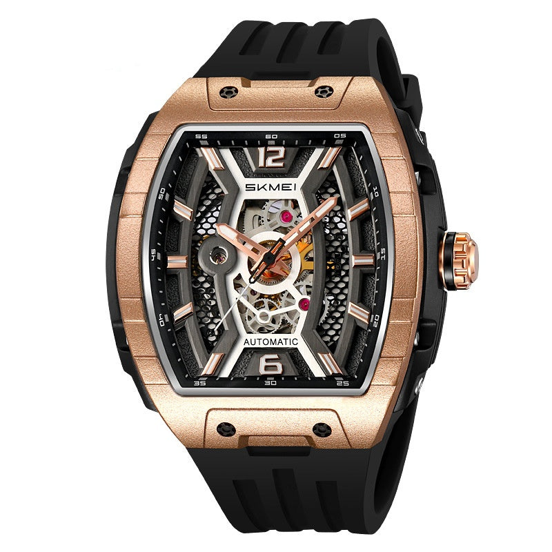 Men's Wine Barrel Mechanical Watch Waterproof Luminous Scale Pointer Automatic Mechanical