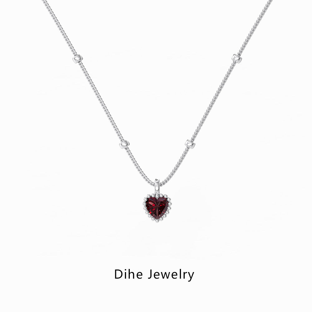 S925 Sterling Silver Necklace Female With Hearts Pendant Design Exquisite