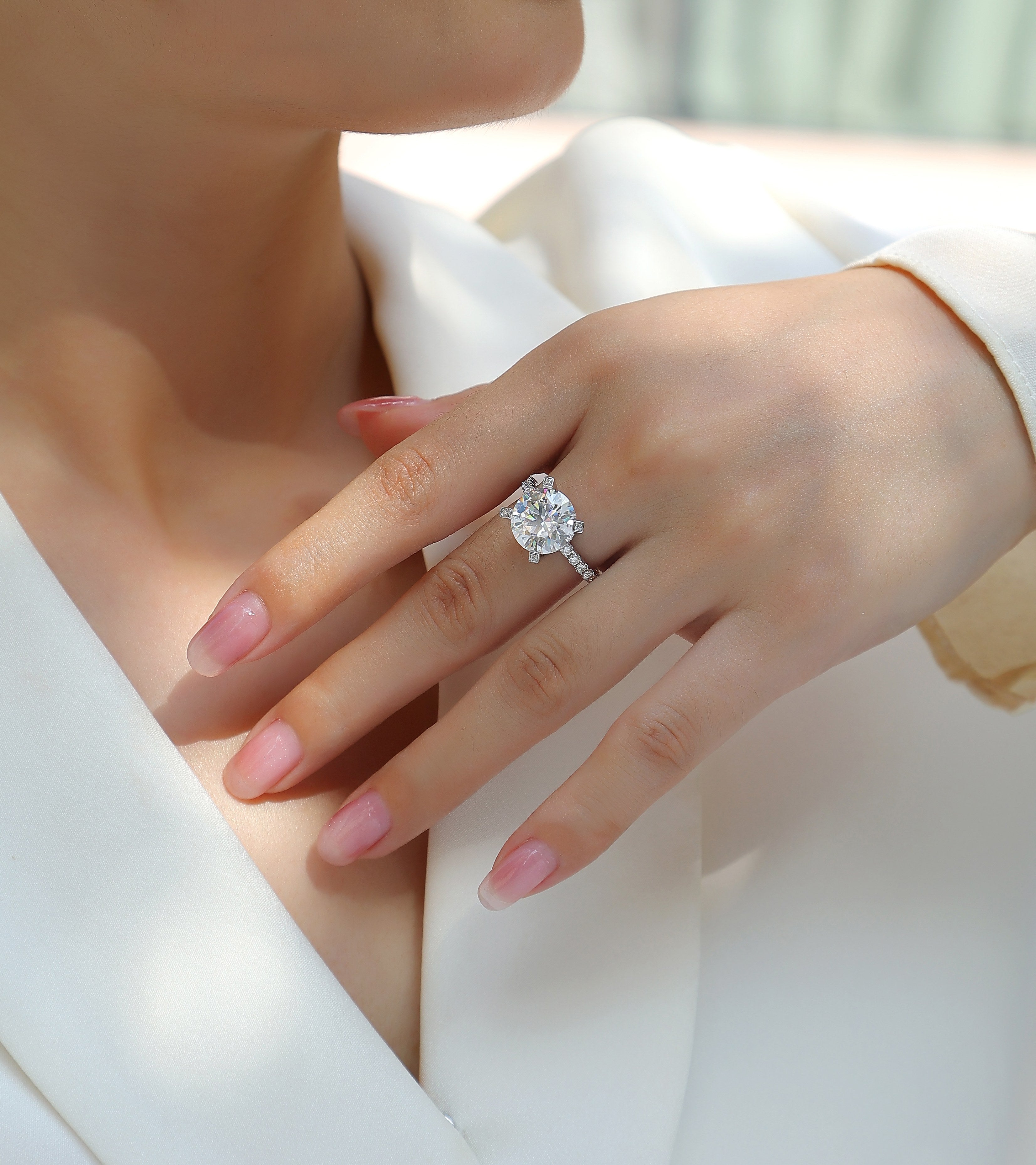 1Radiant - A Fashionable And Luxurious Jewelry Piece Set With 5-carat Moissanite S925 Sterling Silver And Platinum-plated Diamond Prohibit TikTok sales