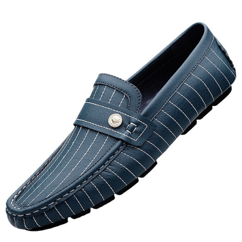 Breathable British Style Black Men's Casual Leather Shoes