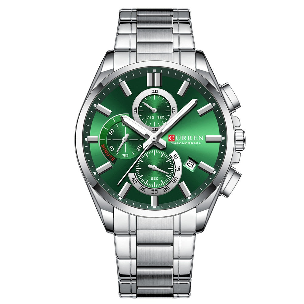 Men's Steel Strap Watch Waterproof Six-pin Timing