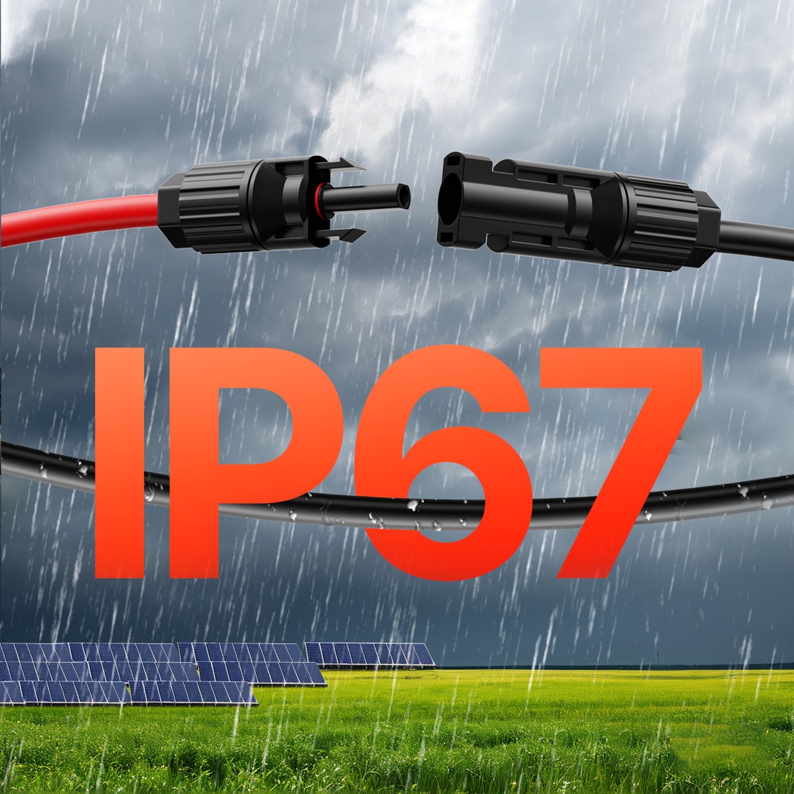 30FT Solar Panel Extension Wire With Female & Male Connectors 10AWG 1 Pair
