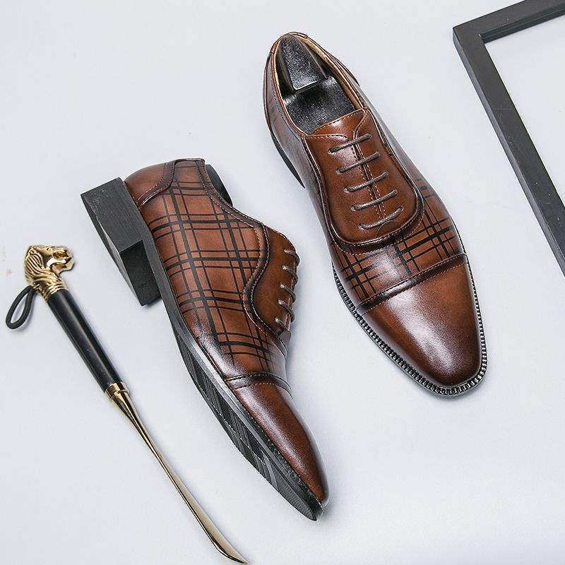 Square Toe Men's Breathable Business British Style Niche Leather Shoes