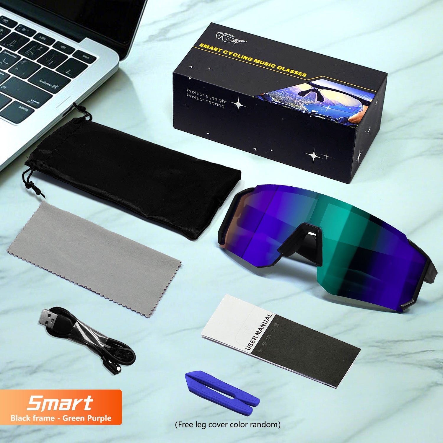 Outdoor Sports Cycling Bluetooth Glasses Music Audio Windproof Smart Goggles