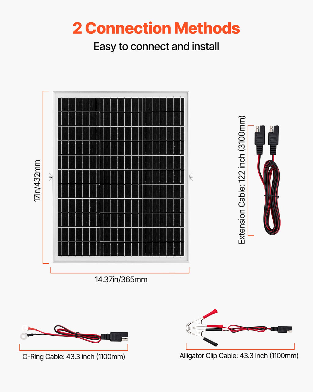 25W 12V Solar Panel Battery Charger, Solar Battery Trickle Charger Maintainer With Intelligent MPPT Controller & Adjustable Mount Bracket, IP67 Waterproof For Car Boat RV Motorcycle Trailer