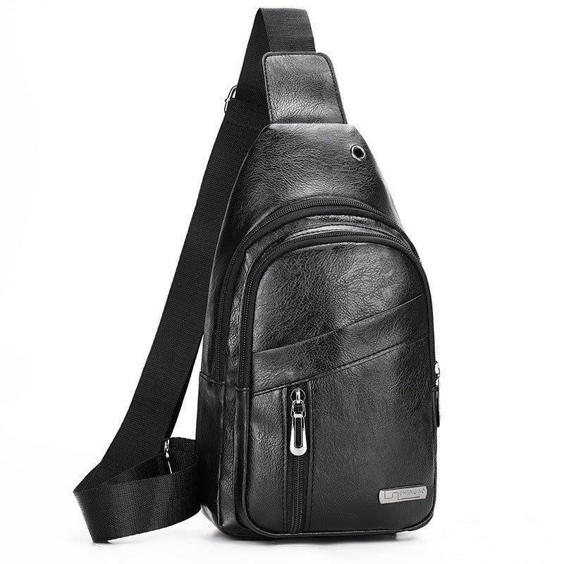 Men's Multi-layer Large Capacity Waterproof Pu Crossbody Shoulder Bag