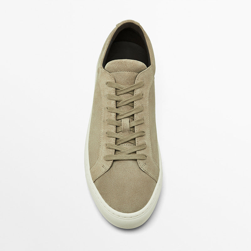 Simple Lace Sports Leather Lace-up Flat Bottom Casual Sneakers