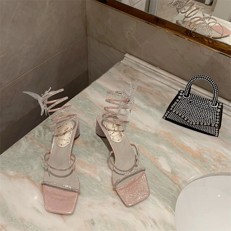 Women's High-heeled Sandals Open Toe Thin Heeled Shoes