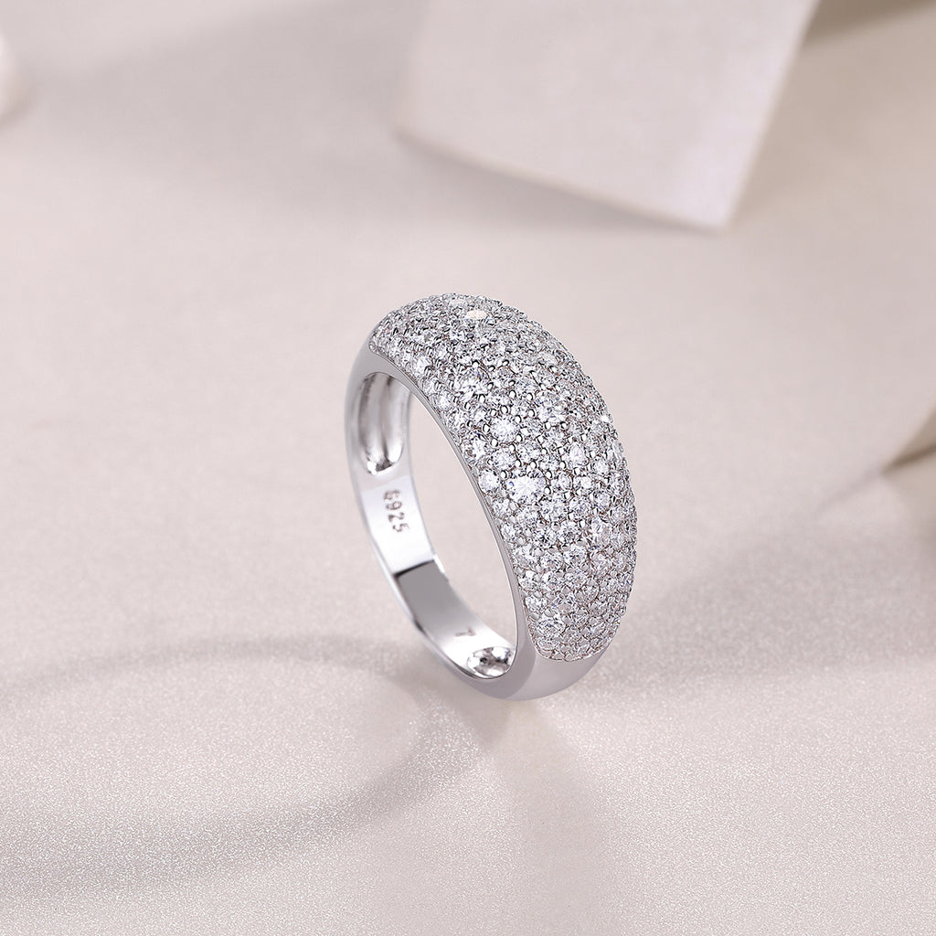 1Moonlit Night Stars - A Fashionable Diamond Jewelry Piece Set With Moissanite S925 Sterling Silver And Platinum Diamond Ring Prohibit TikTok sales