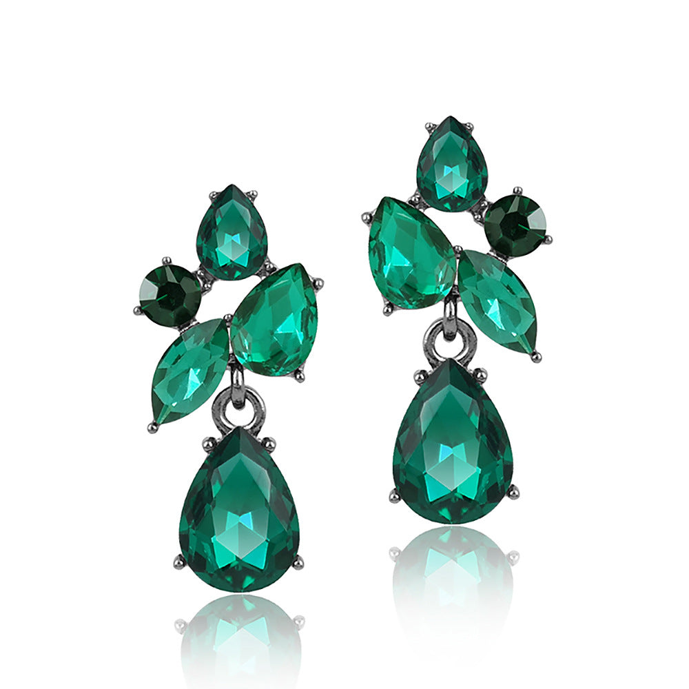 Cute Girl Simple Style Crystal Steel Needle Earrings