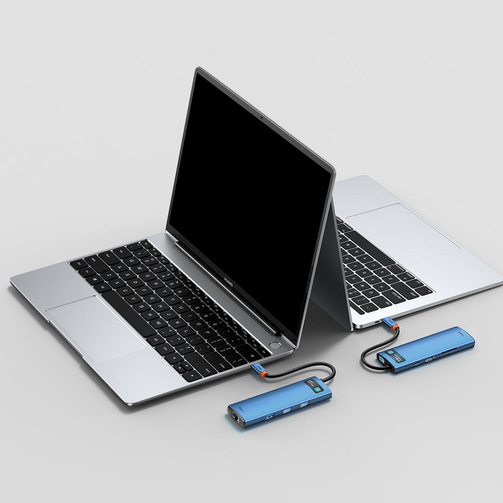 Gleam Series 8 In 1 Multifunctional Type C HUB Docking Station Blue