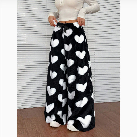 New Casual Leopard Print Lace-up Wide-leg Pants