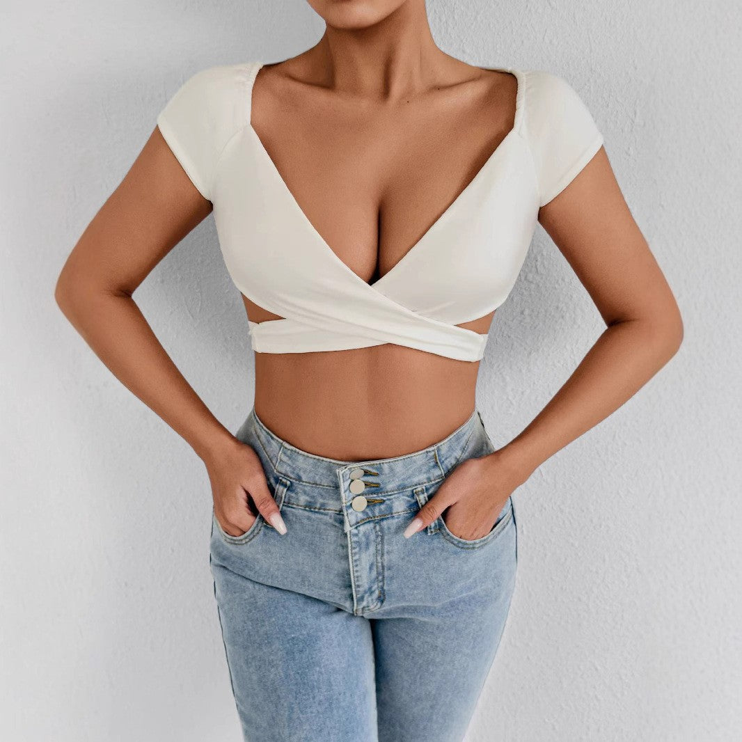 Fashionable Short-Sleeve Figure-Lifting Womens Top