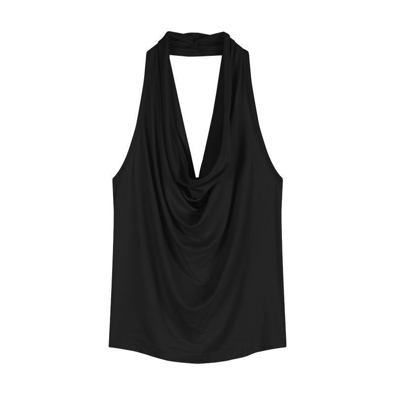 Red Backless Slash-Neck Sleeveless Tank Top Women's Summer
