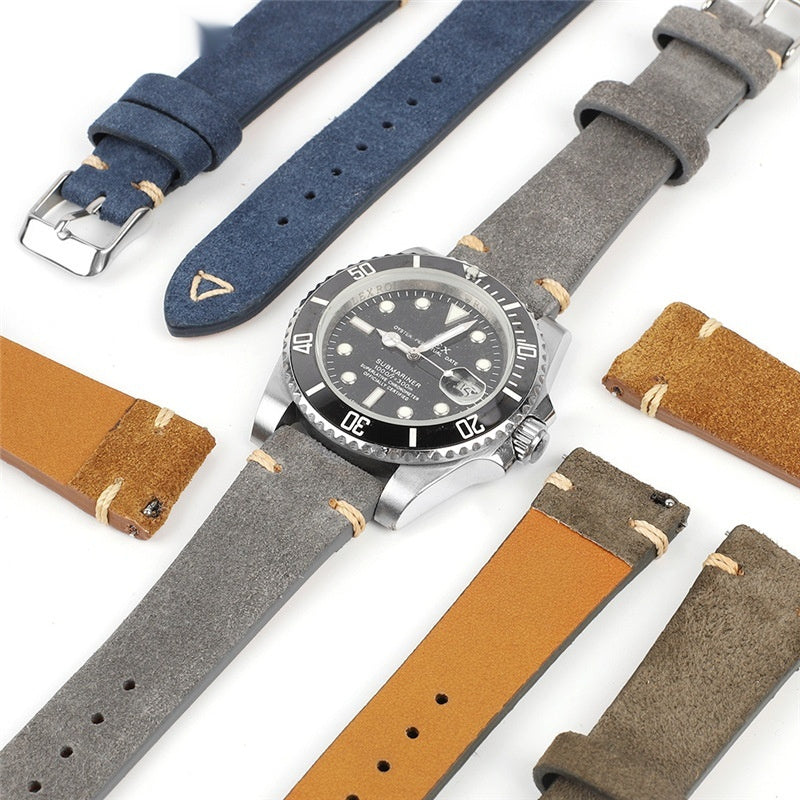 New Small Waist Suede Leather Watch Strap Genuine Leather
